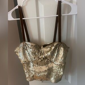 NEW with tags. Free people gold glitter crop tank size medium